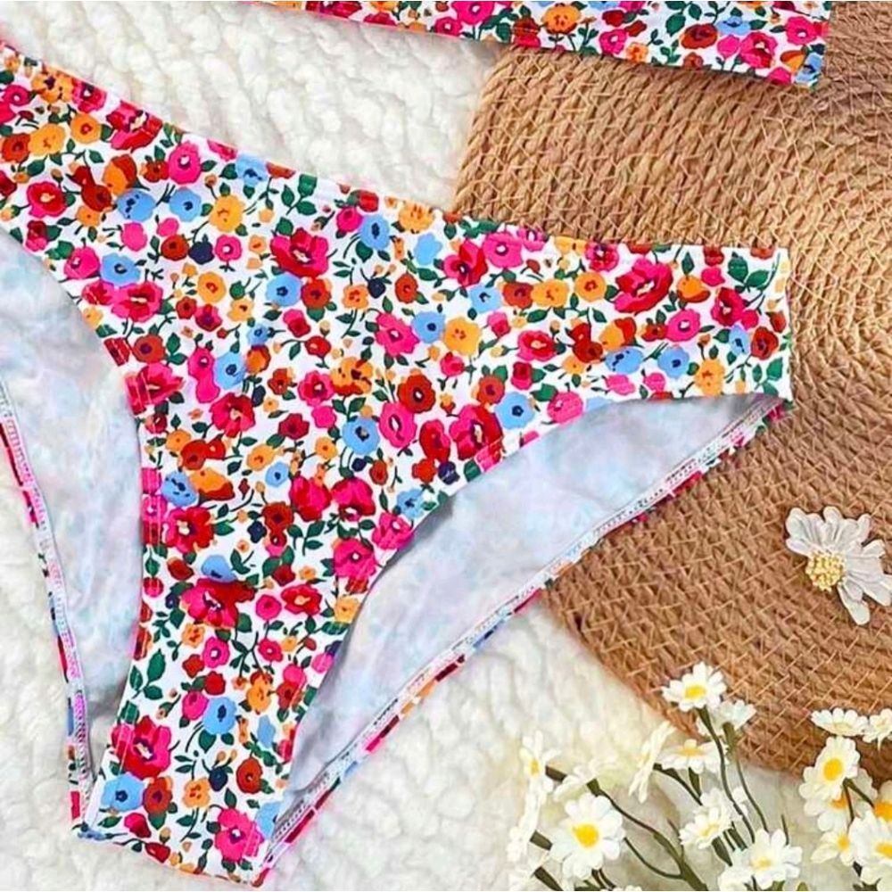 Womens Casual Beach & Swim Floral Ditsy Flower Halter Tie Back High Waist Bikini - Picture 3 of 7